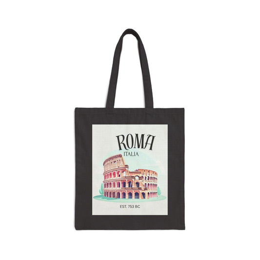 Roma Italy Canvas Tote Bag, Eco-Friendly Shopping Bag, Travel Tote, Italian Souvenir, Gift for Travelers