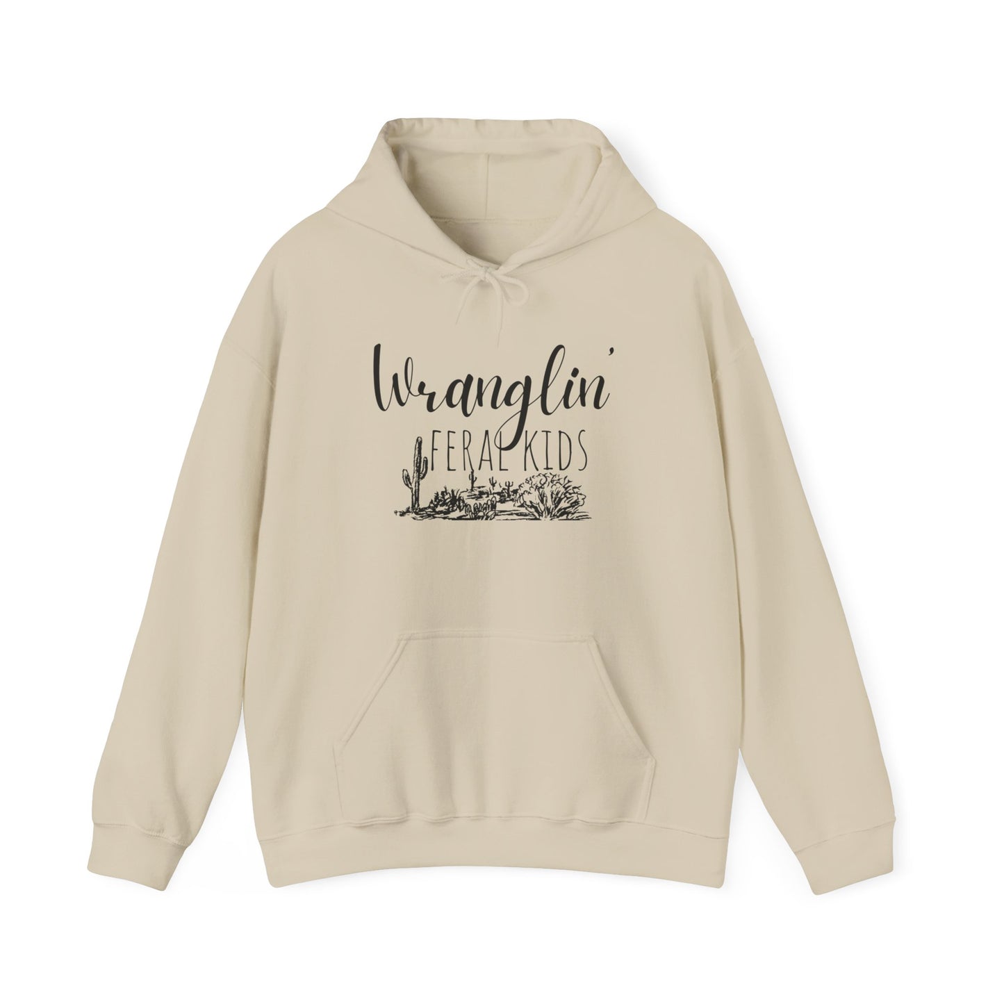 Wranglin' Feral Kids Hoodie - Cozy Sweatshirt for Animal Lovers, Cactus Design, Unisex Pullover, Gift for Nature Enthusiasts, Casual Wear