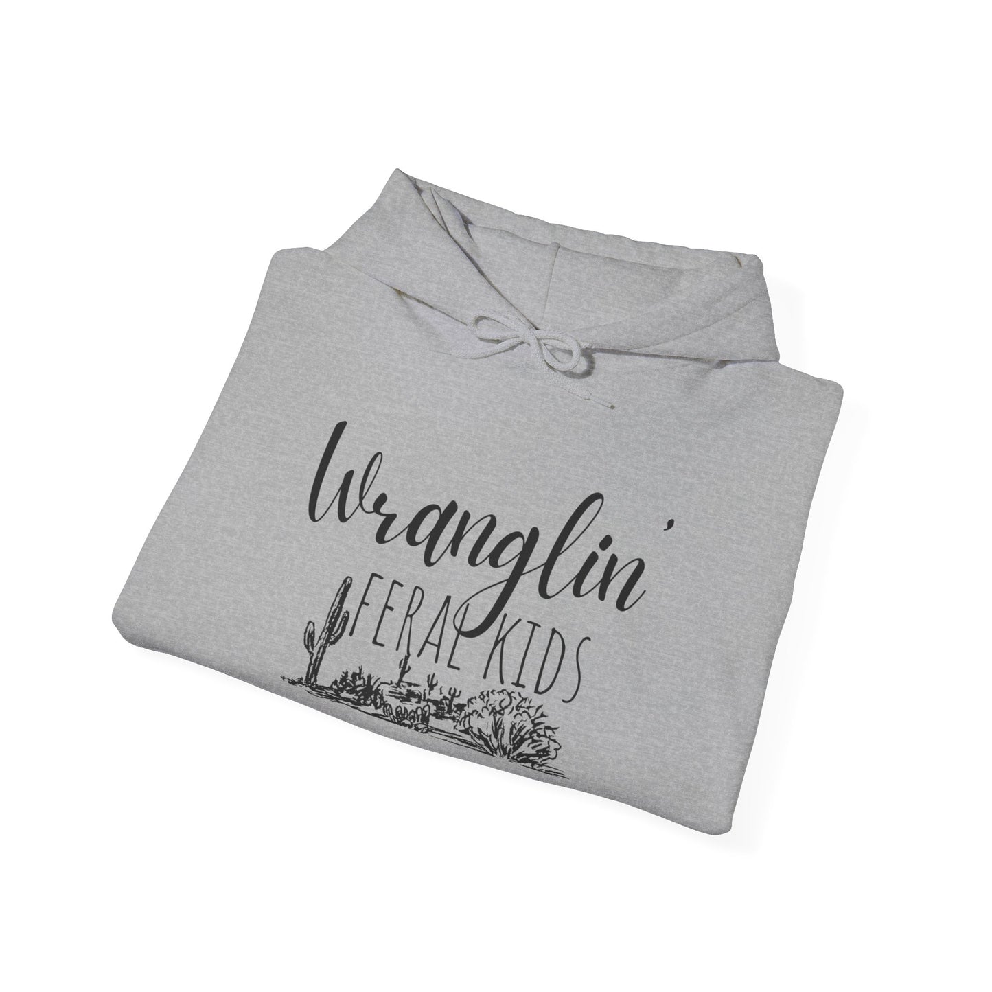 Wranglin' Feral Kids Hoodie - Cozy Sweatshirt for Animal Lovers, Cactus Design, Unisex Pullover, Gift for Nature Enthusiasts, Casual Wear