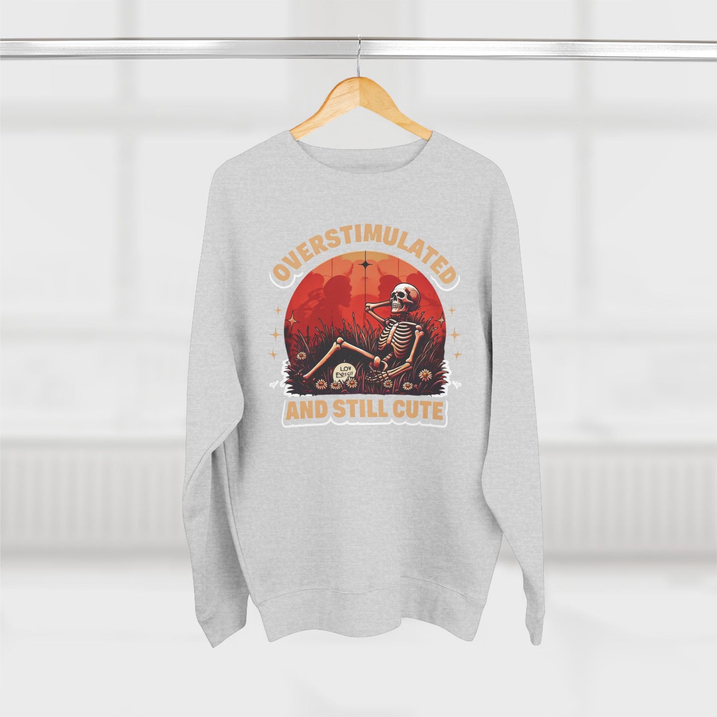 Overstimulated and Still Cute Sweatshirt | Unisex Crewneck Pullover for Halloween, Cozy Layer, Gift for Friends, Cute Skeleton Design, [...]