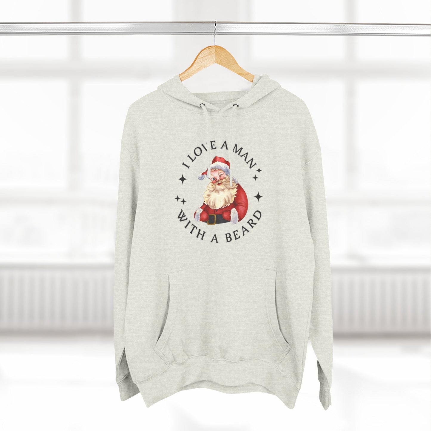 Santa Beard Hoodie – "I Love A Man With A Beard" Holiday Pullover