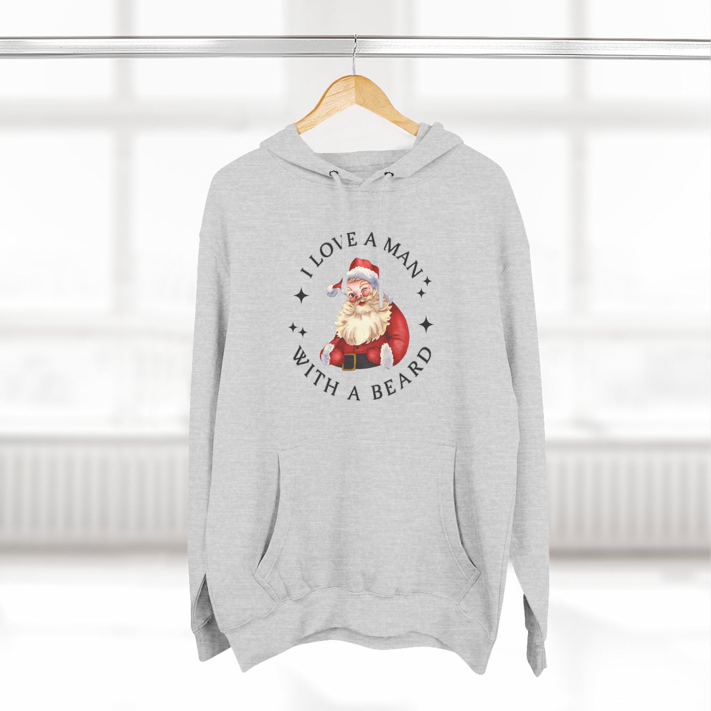 Santa Beard Hoodie – "I Love A Man With A Beard" Holiday Pullover