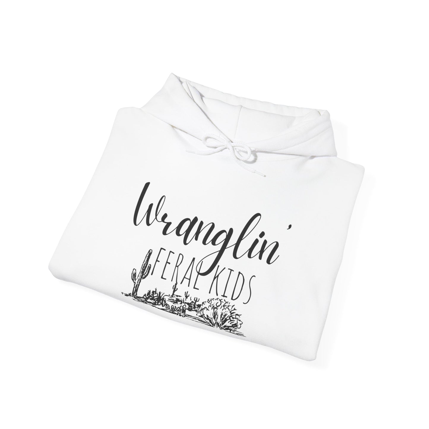 Wranglin' Feral Kids Hoodie - Cozy Sweatshirt for Animal Lovers, Cactus Design, Unisex Pullover, Gift for Nature Enthusiasts, Casual Wear