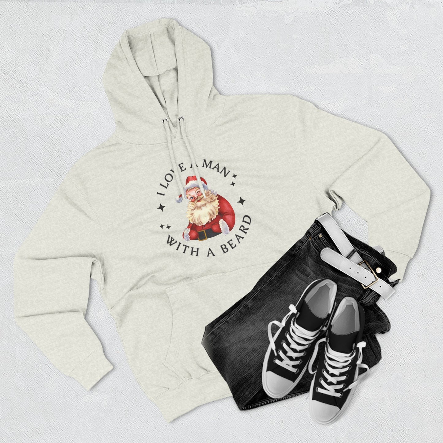 Santa Beard Hoodie – "I Love A Man With A Beard" Holiday Pullover