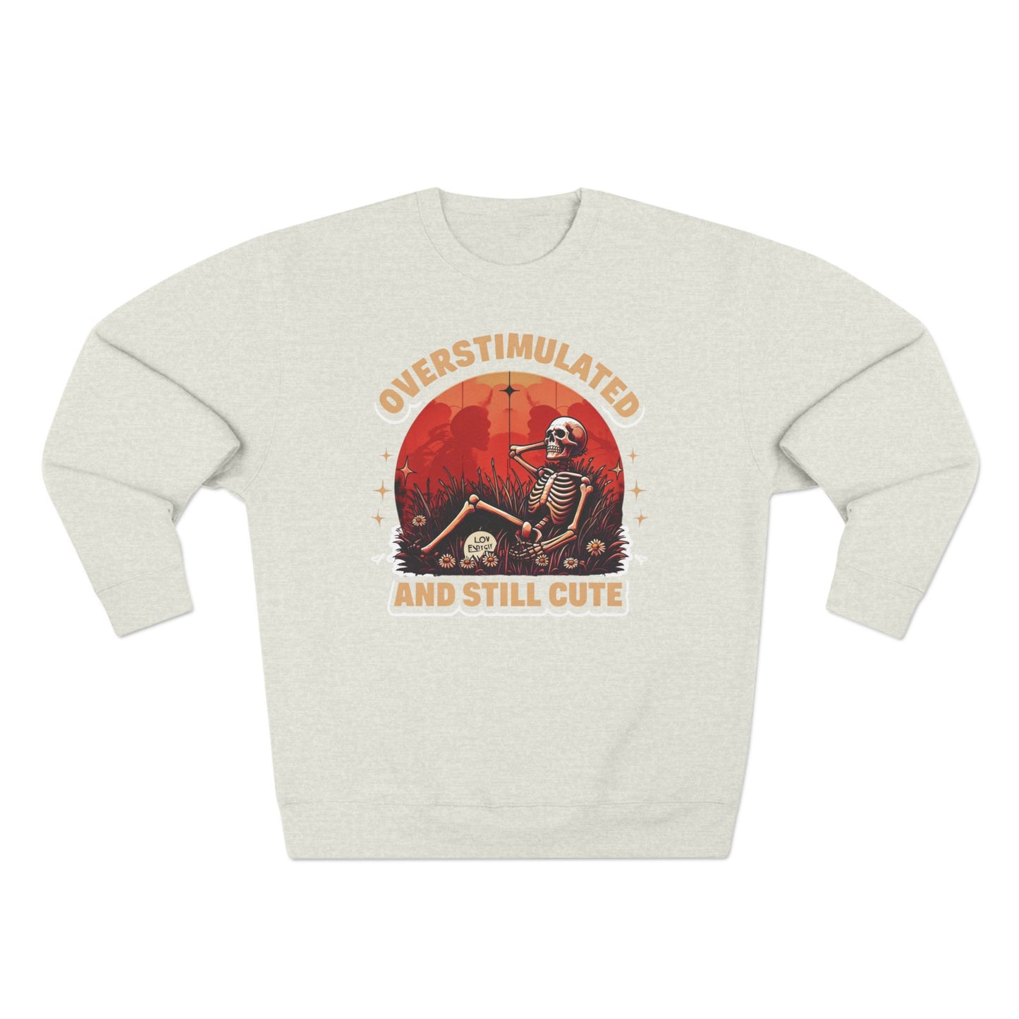 Overstimulated and Still Cute Sweatshirt | Unisex Crewneck Pullover for Halloween, Cozy Layer, Gift for Friends, Cute Skeleton Design, [...]