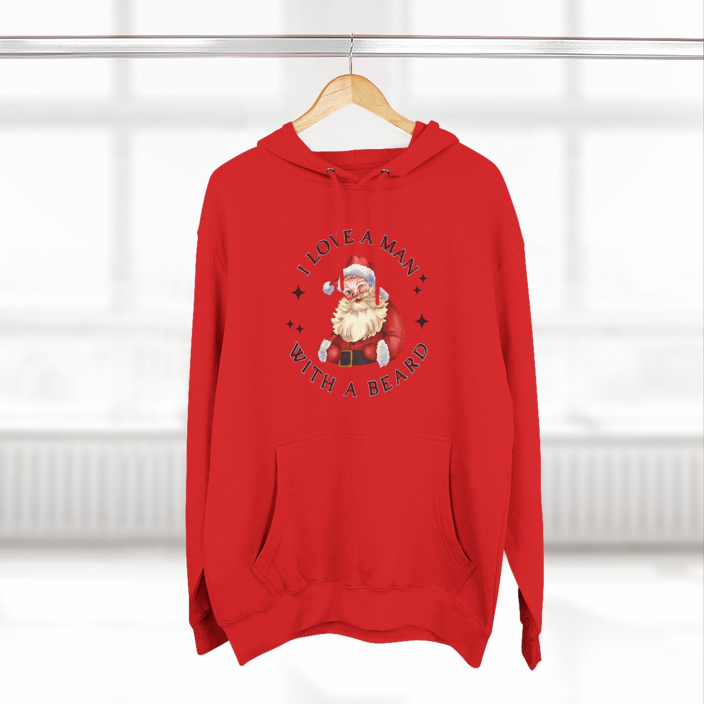 Santa Beard Hoodie – "I Love A Man With A Beard" Holiday Pullover
