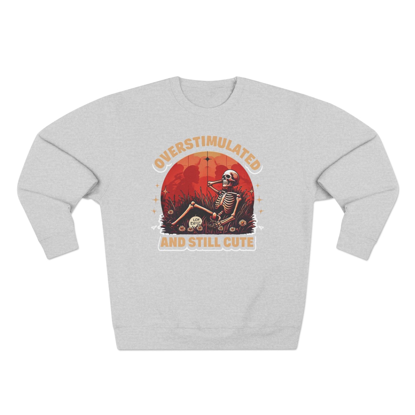 Overstimulated and Still Cute Sweatshirt | Unisex Crewneck Pullover for Halloween, Cozy Layer, Gift for Friends, Cute Skeleton Design, [...]