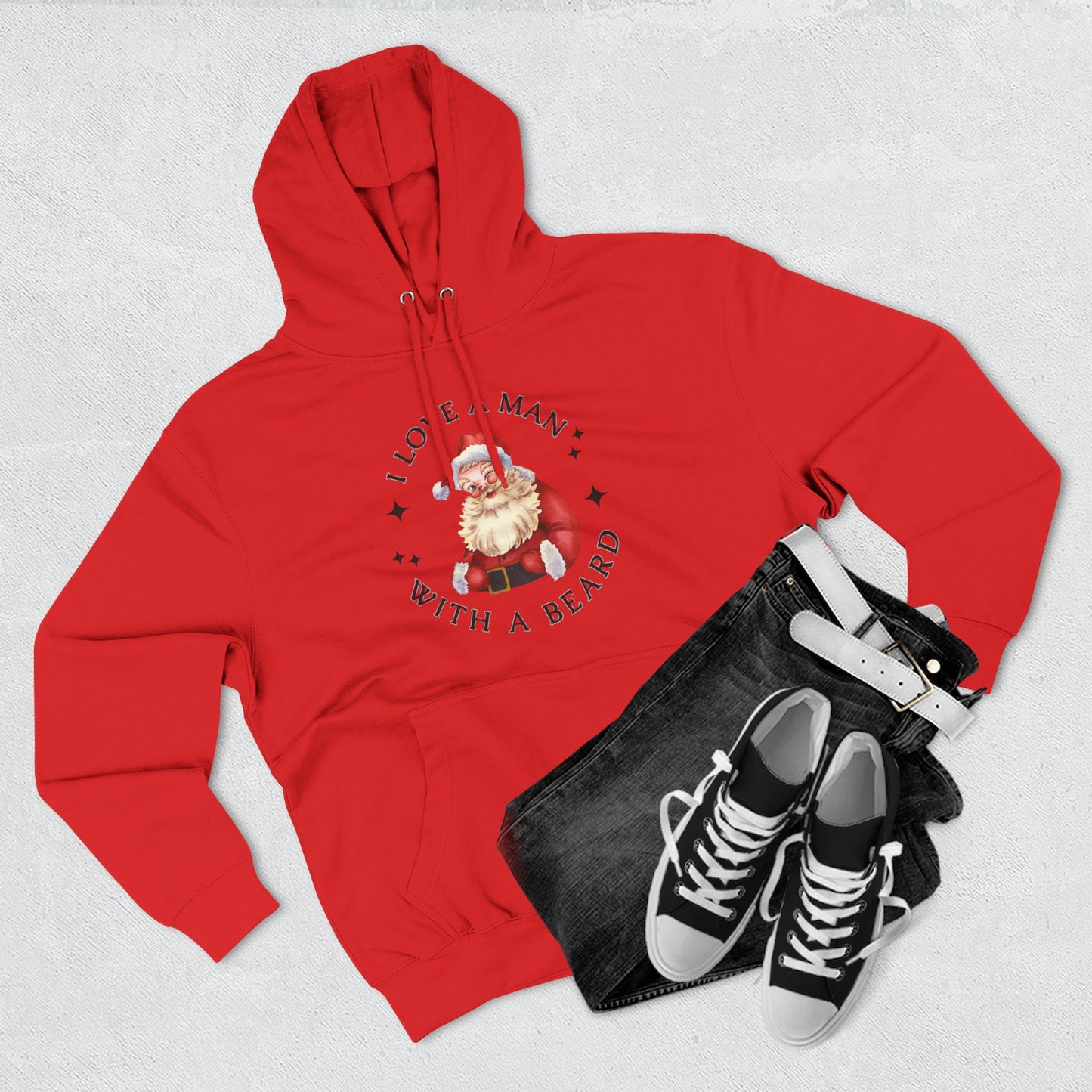 Santa Beard Hoodie – "I Love A Man With A Beard" Holiday Pullover