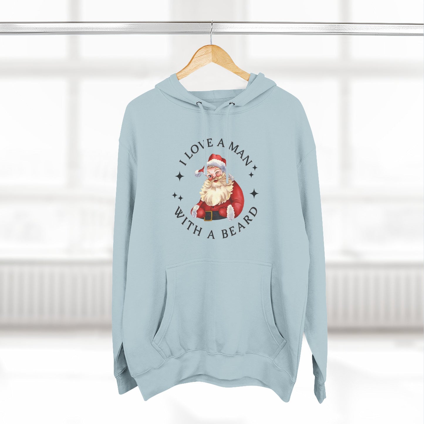 Santa Beard Hoodie – "I Love A Man With A Beard" Holiday Pullover