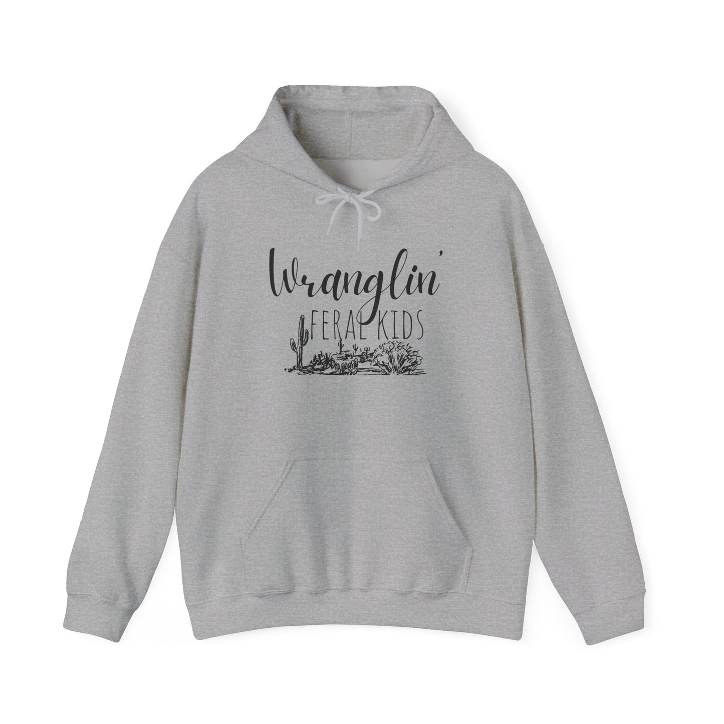 Wranglin' Feral Kids Hoodie - Cozy Sweatshirt for Animal Lovers, Cactus Design, Unisex Pullover, Gift for Nature Enthusiasts, Casual Wear