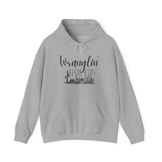 Wranglin' Feral Kids Hoodie - Cozy Sweatshirt for Animal Lovers, Cactus Design, Unisex Pullover, Gift for Nature Enthusiasts, Casual Wear