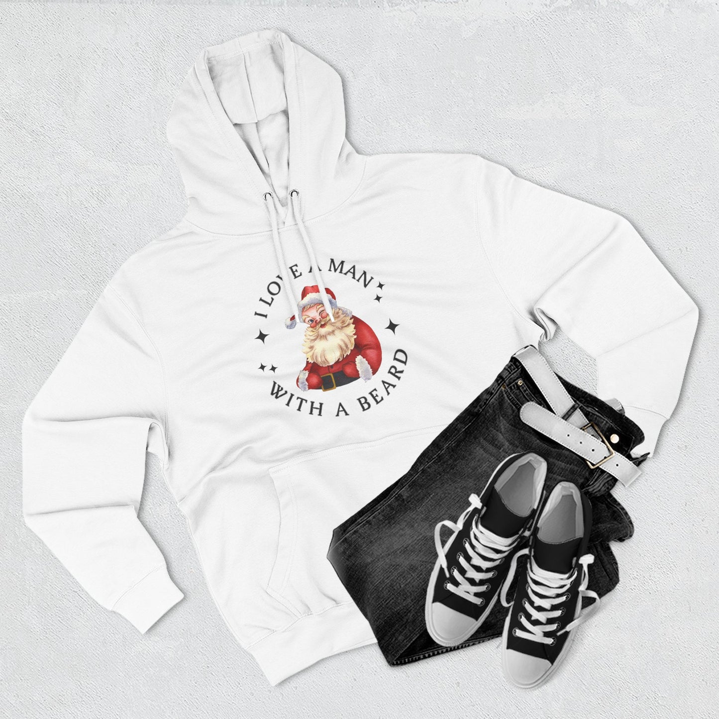 Santa Beard Hoodie – "I Love A Man With A Beard" Holiday Pullover