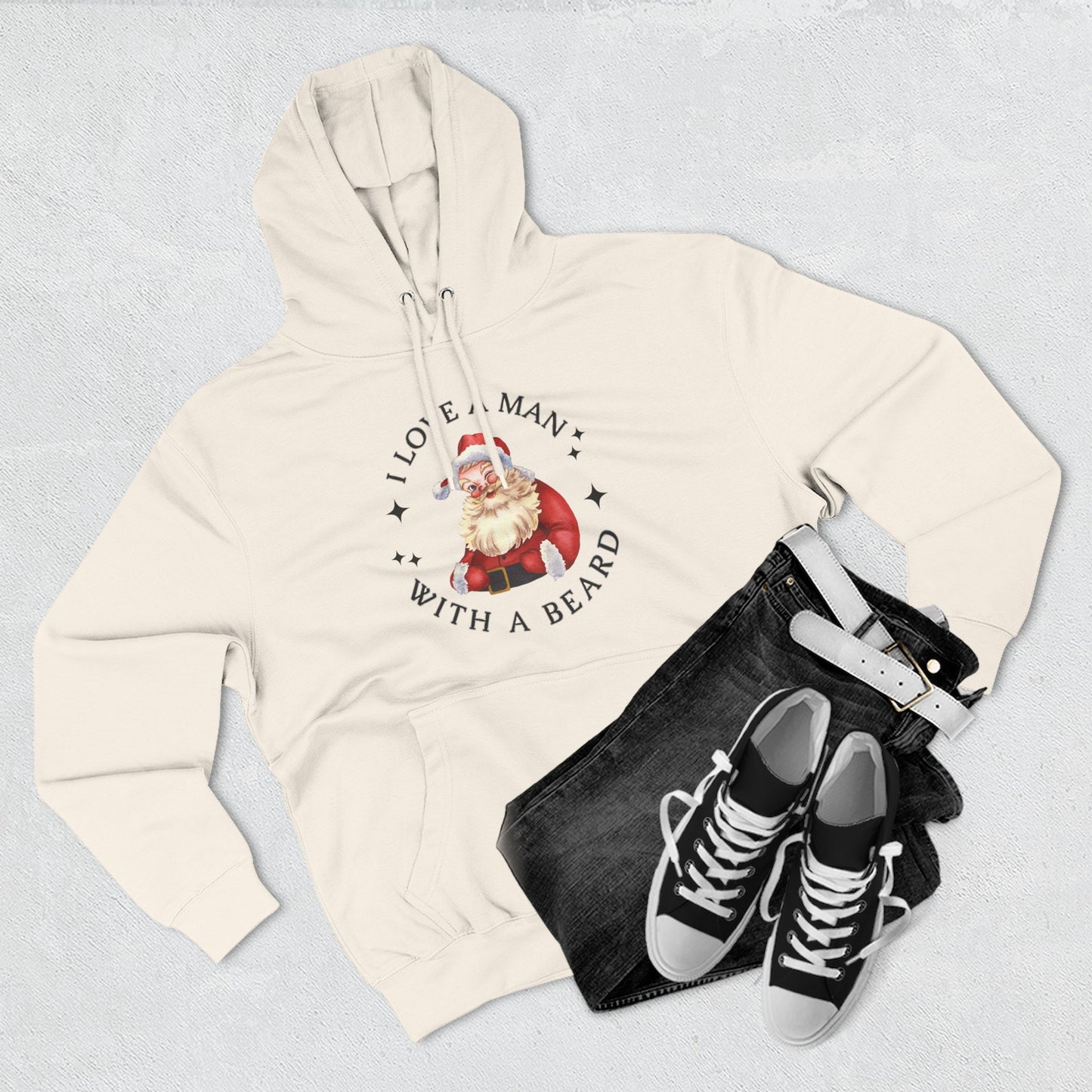 Santa Beard Hoodie – "I Love A Man With A Beard" Holiday Pullover