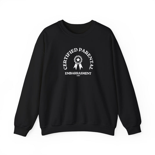 Certified Parental Embarrassment Crewneck Sweatshirt, Funny Gift for Dads, Moms, Family Humor Apparel, Casual Wear for Parents, [...]