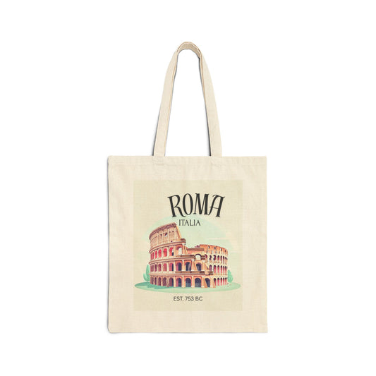Roma Italy Canvas Tote Bag, Eco-Friendly Shopping Bag, Travel Tote, Italian Souvenir, Gift for Travelers