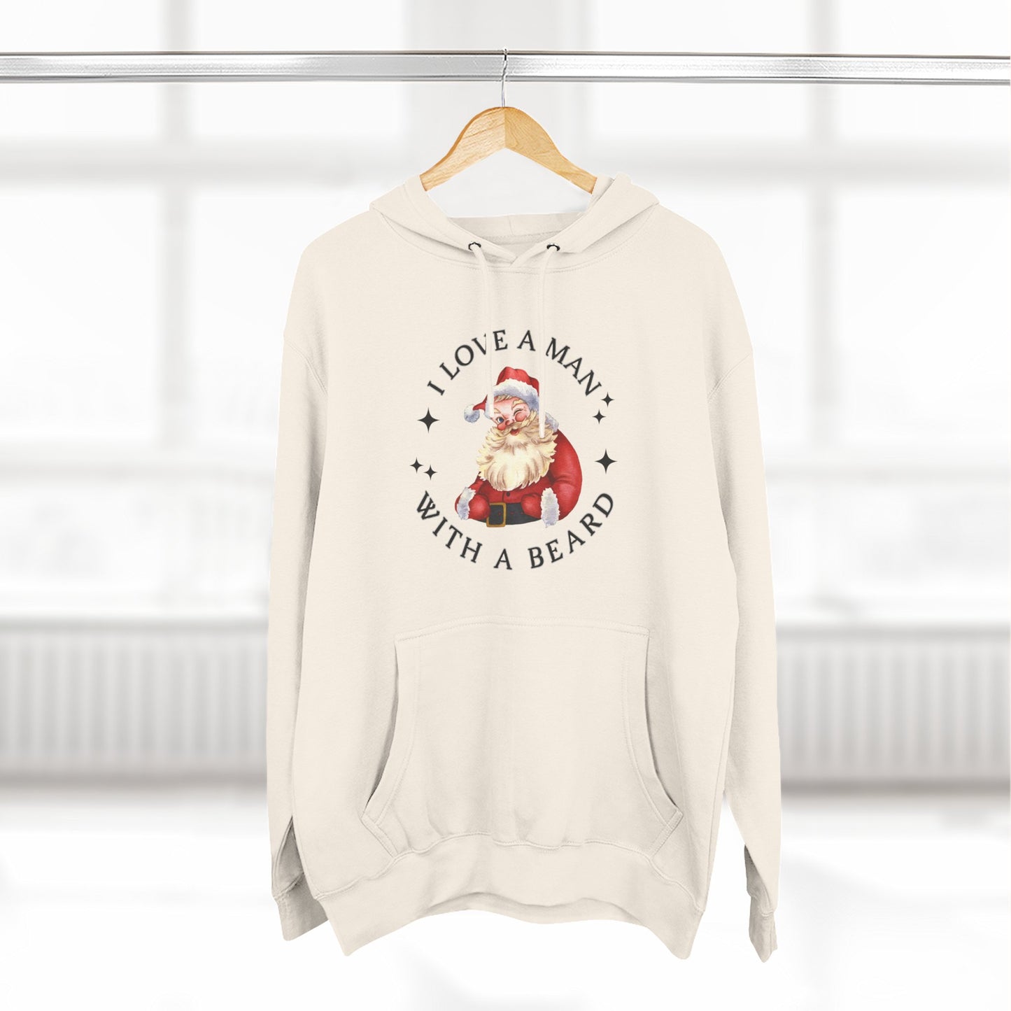 Santa Beard Hoodie – "I Love A Man With A Beard" Holiday Pullover
